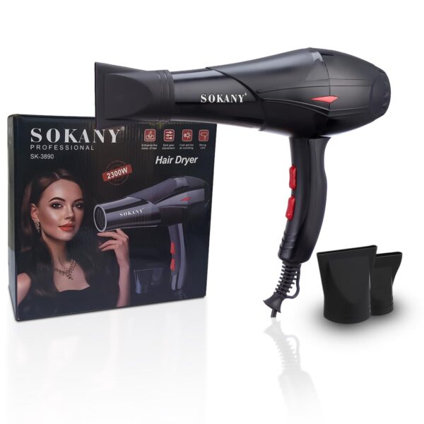 مجفف شعر احترافي Sokany SK-3890 – قوة 2300 واط لتصفيف مثالي